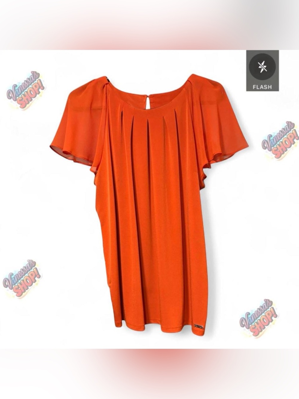 Calvin Klein Knit Pleated Crew Neck Blouse!